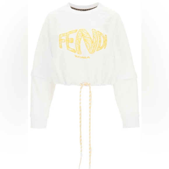 Fendi Logo Embroidered Cropped Sweatshirt - Picture 4 of 12